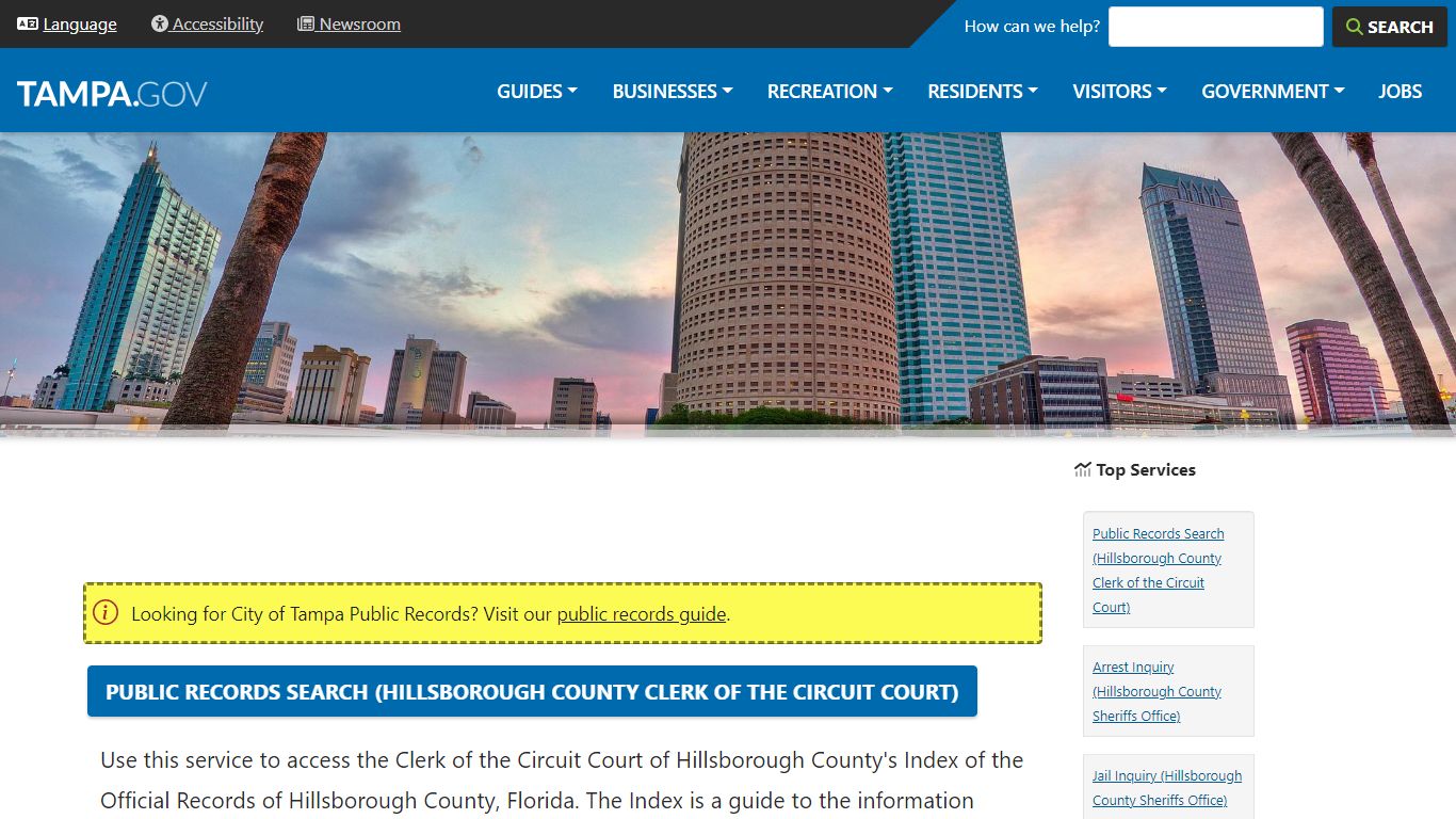 Public Records Search (Hillsborough County Clerk of the Circuit Court ...